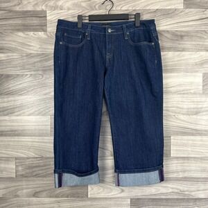 Vigoss Capri Jeans Women's 13 Blue Denim Stretch Cuffed Straight‎ Leg Dark Wash